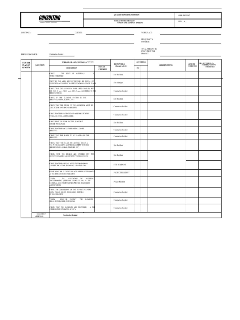 Quality Management Checklist for Construction | PDF | Specification ...