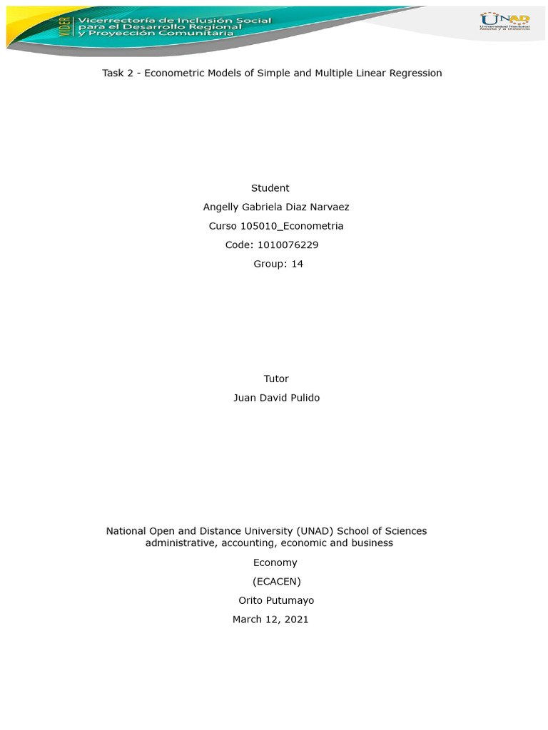 Angelly Diaz Group 105010 14. | PDF | Beta (Finance) | Econometrics