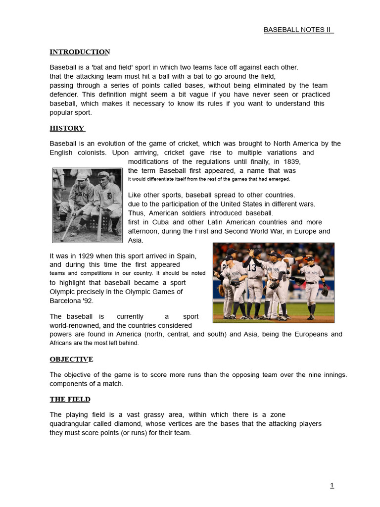 Baseball Notes - 1st Year of High School | PDF | Batting (Baseball ...