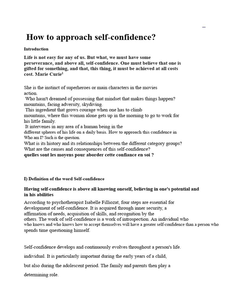 Understanding Self-Confidence Essentials | PDF | Self Esteem | Adolescence