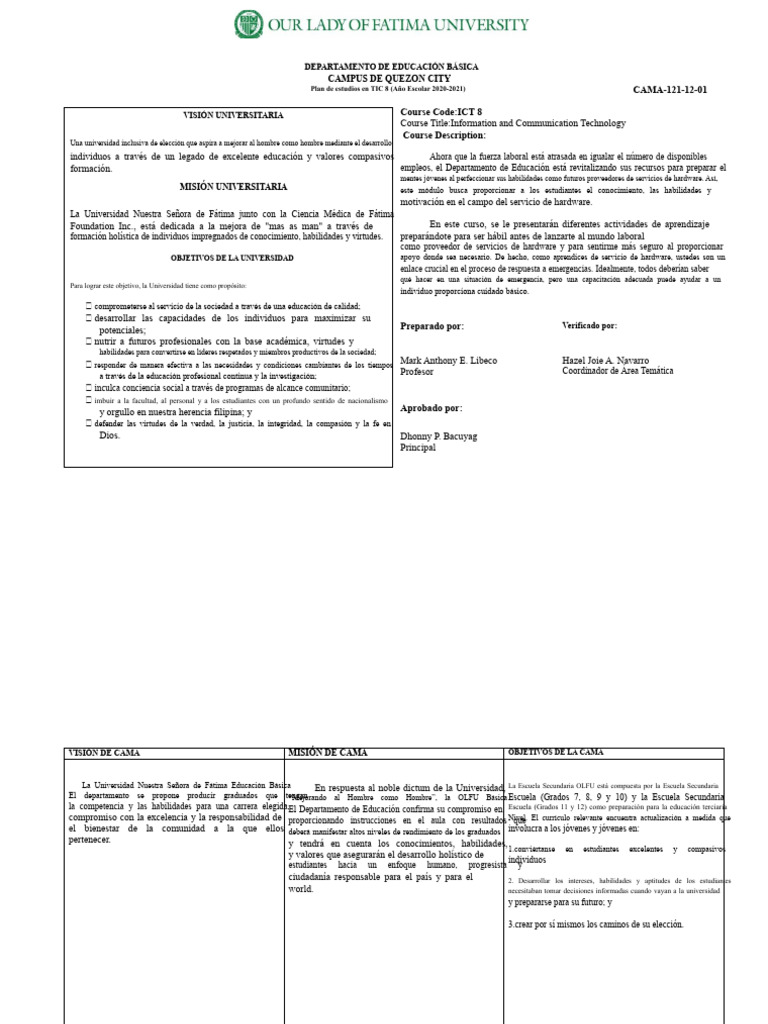 Mapa Curricular - Tic 8 (2020) | PDF | Plan de estudios
