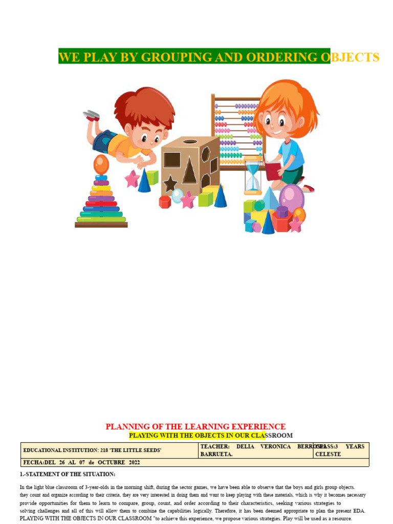Classroom Object Grouping Activities | PDF | Nonverbal Communication ...