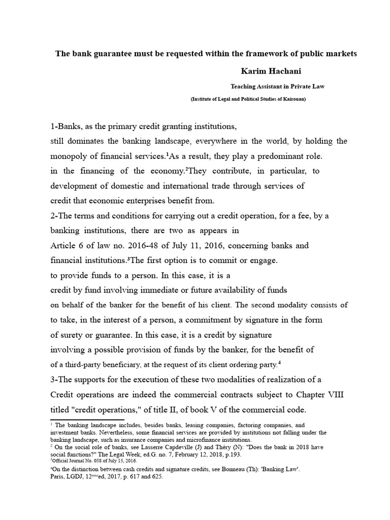 The Bank Guarantee On First Demand Within The Framework of Public ...