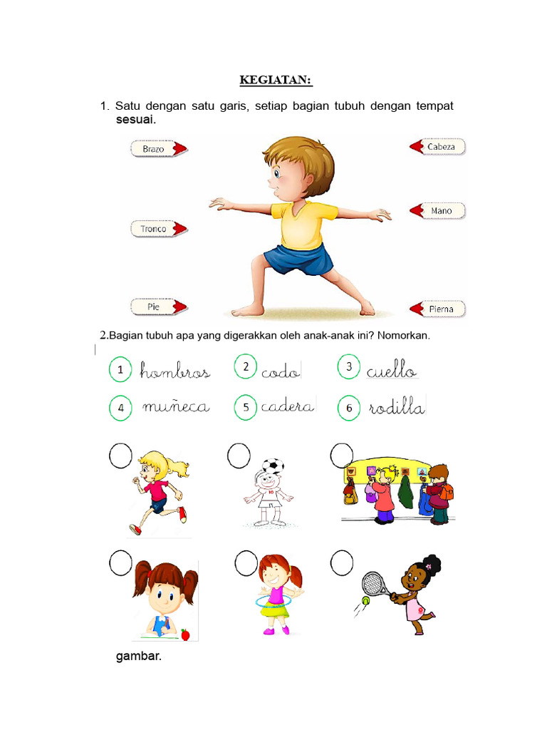 Aktivitas Belajar Bagian Tubuh Anak | PDF