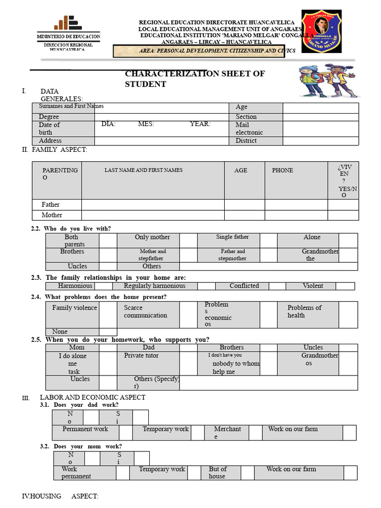 Student Characterization Sheet Dpcc Pdf