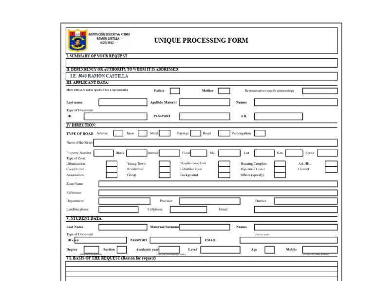 Unique Processing Form for Requests | PDF
