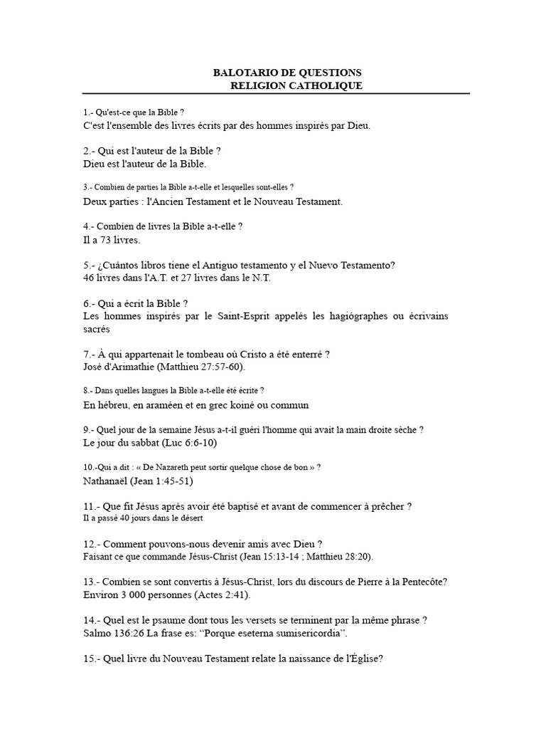 Questions sur la Bible et la foi chrétienne | PDF | Livres des Rois | Bible