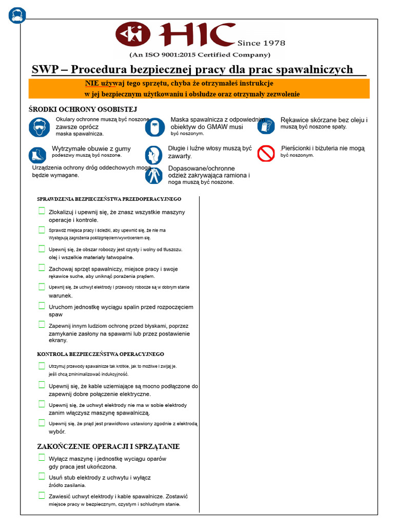 SWP - Prace Spawalnicze | PDF