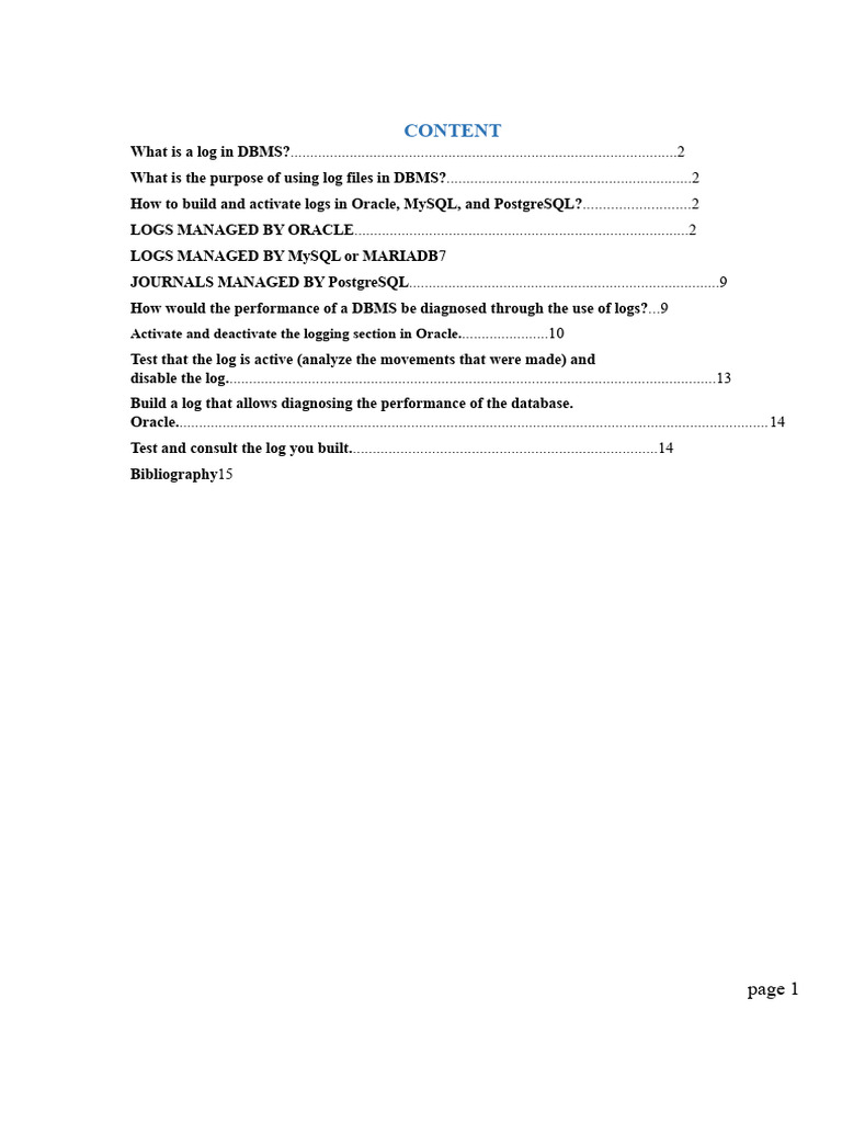 DBMS Logging: Setup & Management Guide | PDF | Databases | Postgre Sql