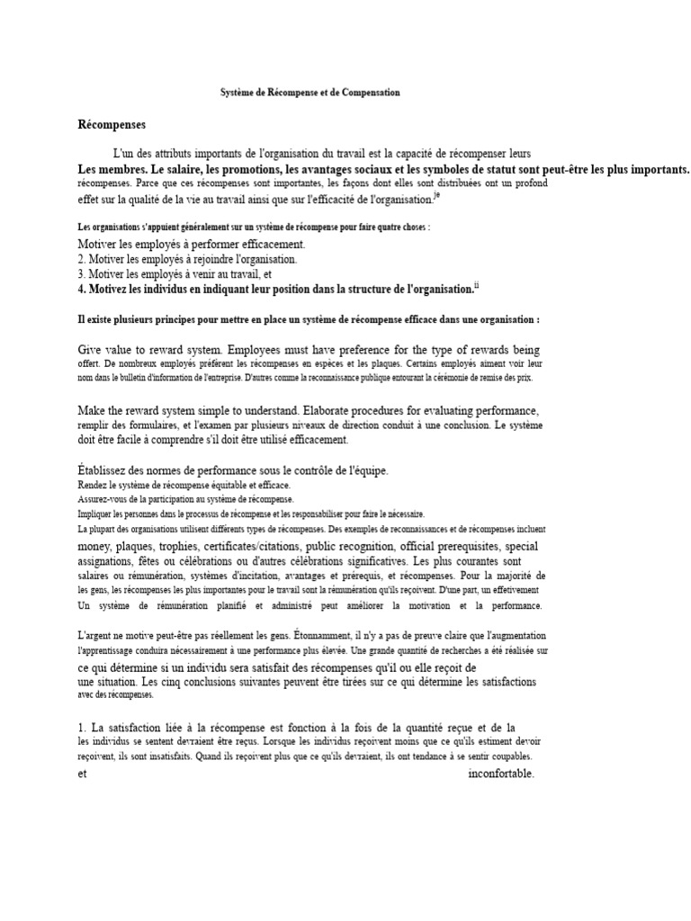 Système de Récompense en Entreprise | PDF | Motivation | Motivant