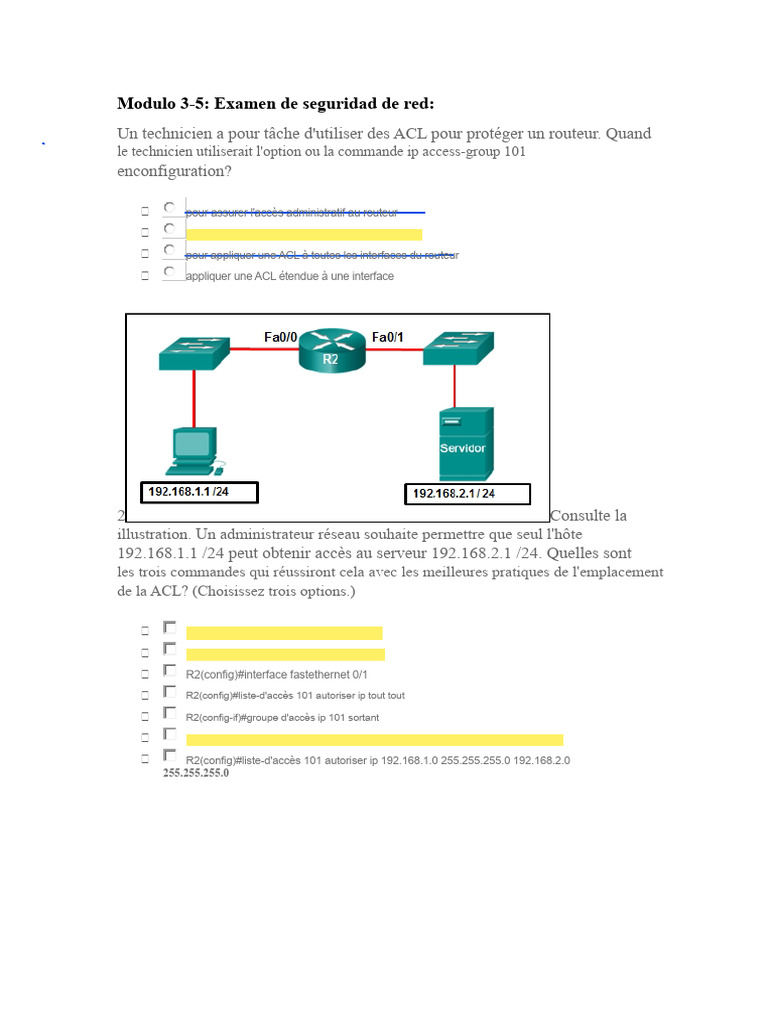 Configuration des ACL pour la sécurité réseau | PDF | Protocoles ...
