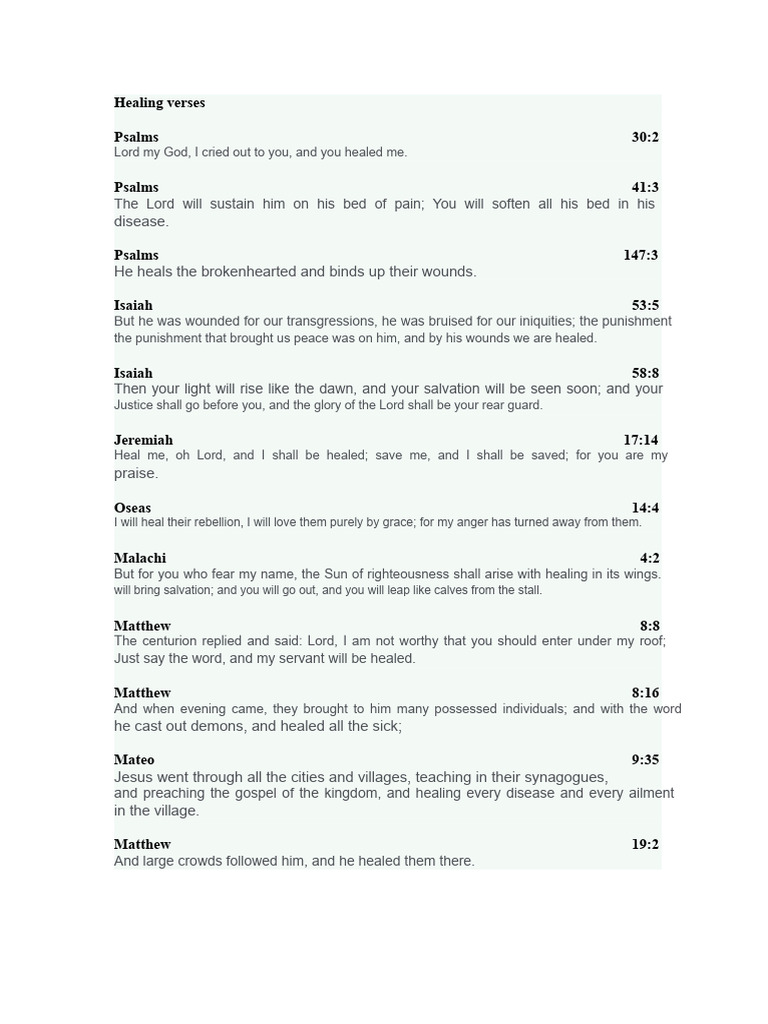 Healing Verses from the Bible | PDF | Jesus | Gospel Of Matthew