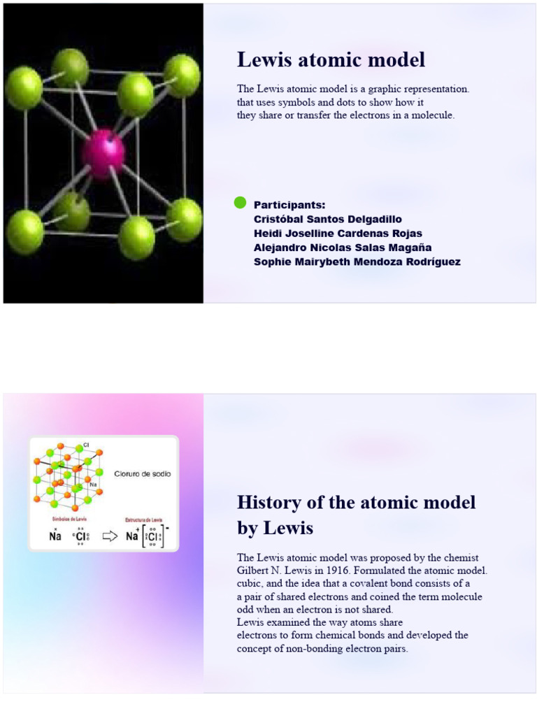 Lewis Atomic Model | PDF | Chemical Bond | Molecules