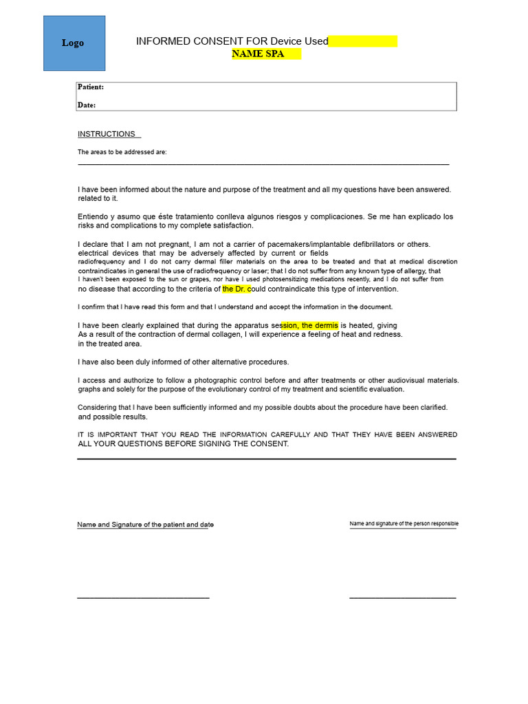 Informed Consent for Treatment Device | PDF
