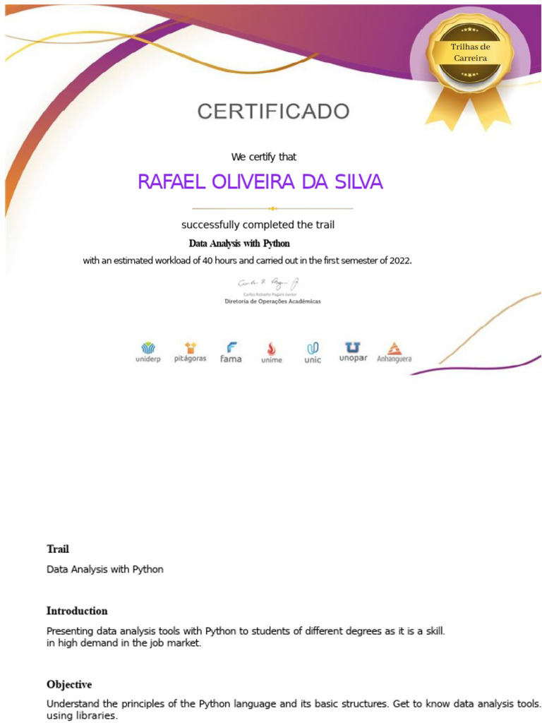 Data Analysis with Python Certificate | PDF