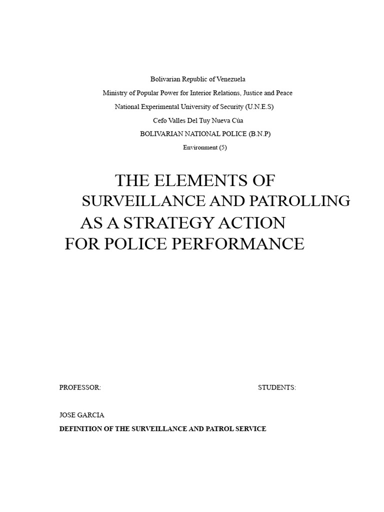 Surveillance and Patrol Strategies in Police | PDF | Police | Community ...