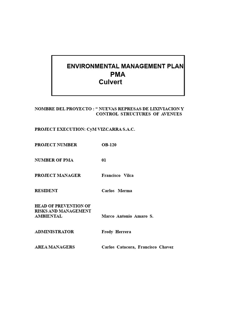 Environmental Management Plan Overview | PDF | Waste | Environmental ...