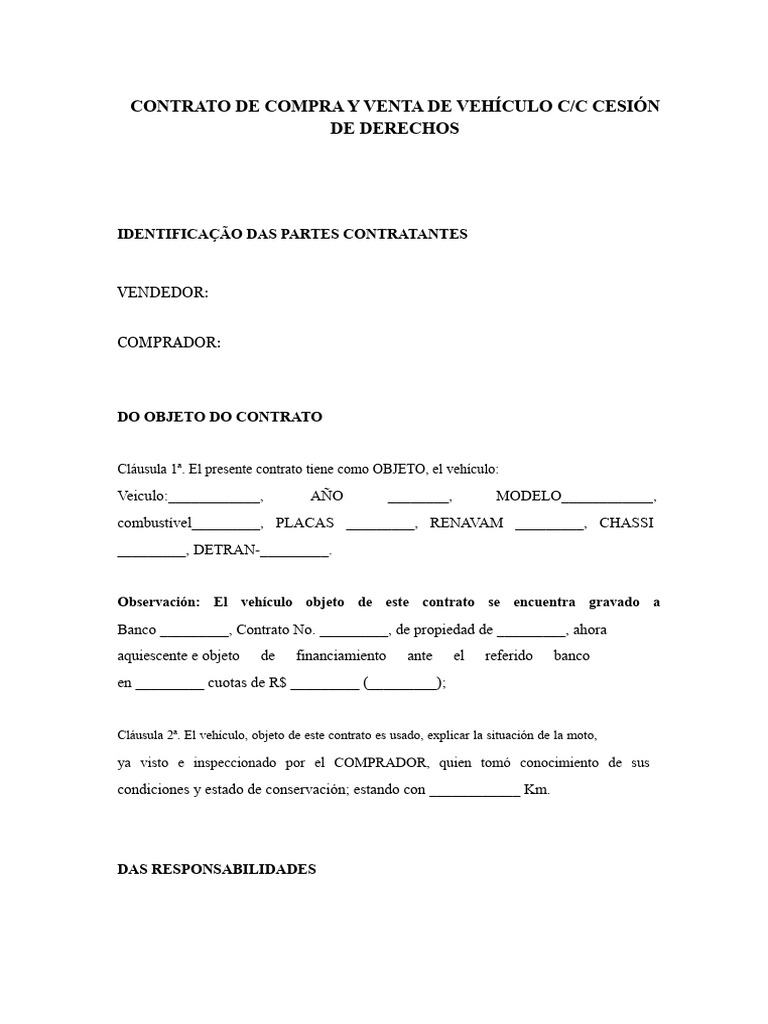 Contrato de Compra y Venta de Vehículo | PDF