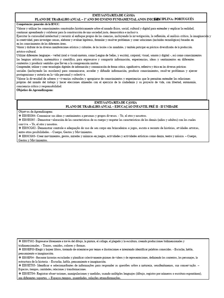 Plan de Curso de Educación Infantil 2024 Pre II | PDF | Bailes ...