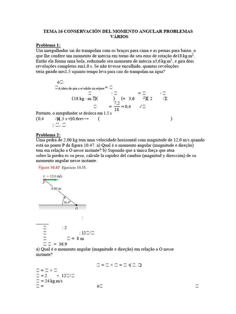 Problemas de Conservação do Momento Angular | PDF | Momento Angular ...