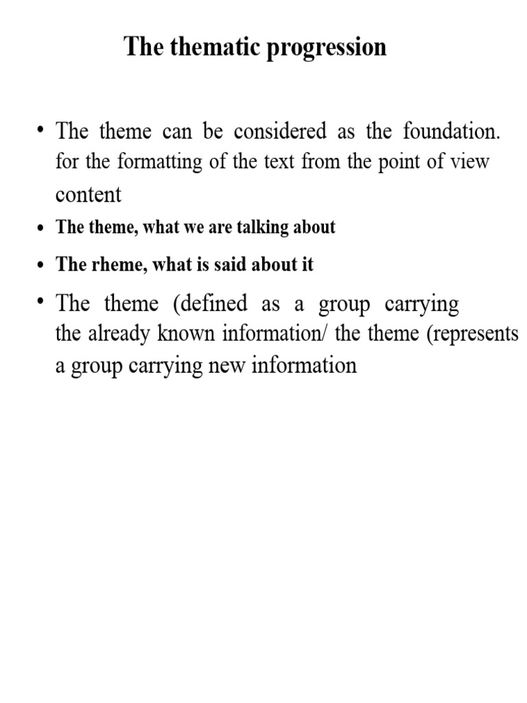 Understanding Thematic Progression in Texts | PDF