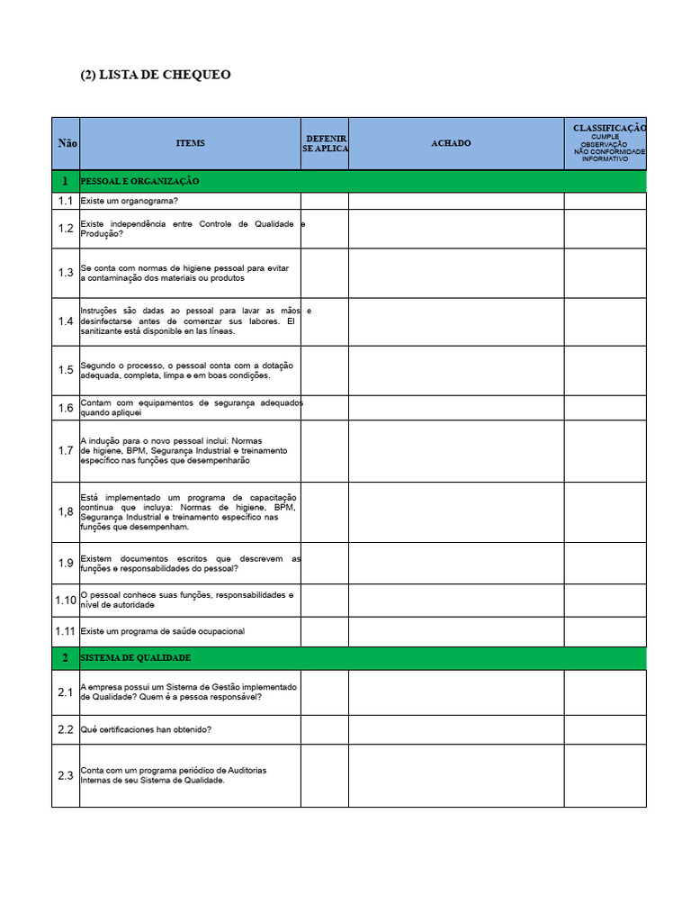 Checklist de Qualidade e Conformidade | PDF | Qualidade (negócios ...