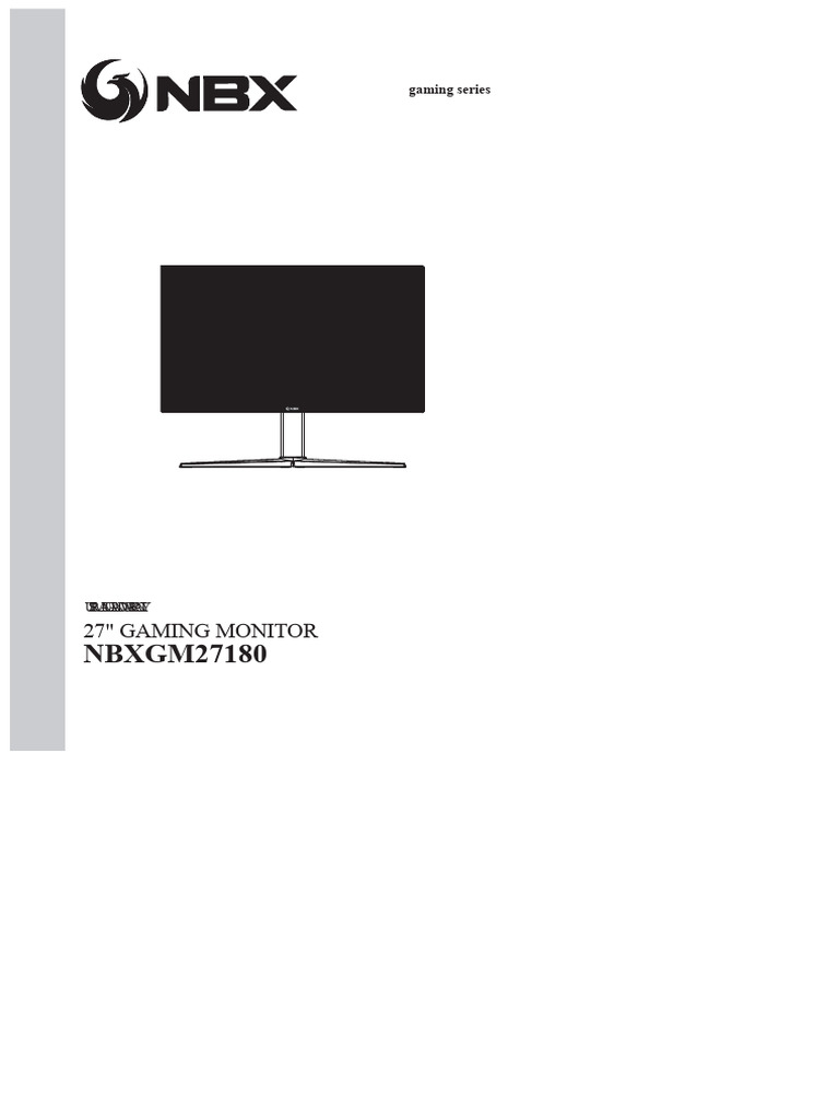 27" Gaming Monitor User Manual | PDF | Computer Monitor | Hdmi