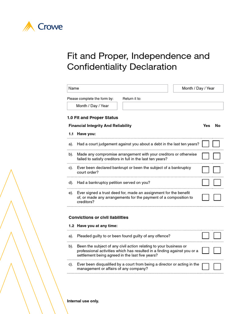 Form 6.2 - Fit and Proper, Confidentiatility and Indepenence ...