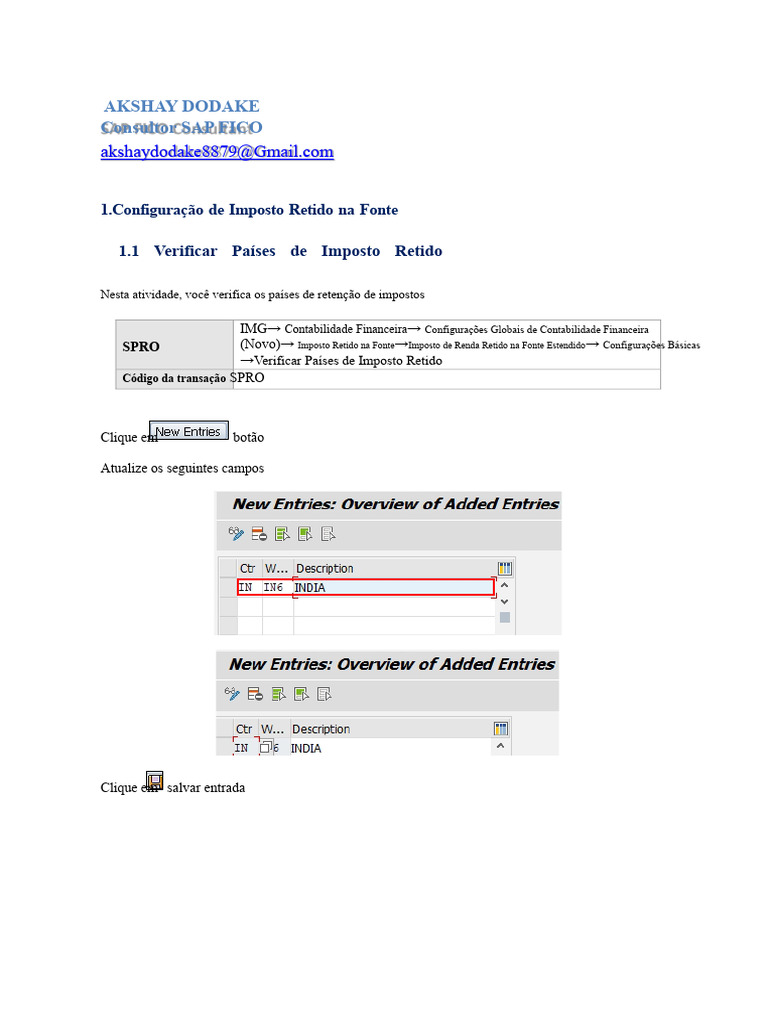 Configuração de Imposto Retido na Fonte SAP | PDF | Impostos ...