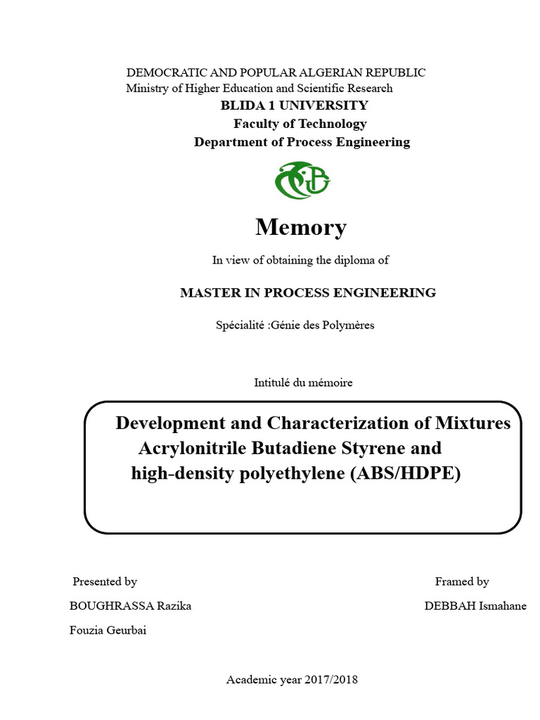 final thesis | PDF | Copolymer | Polyethylene
