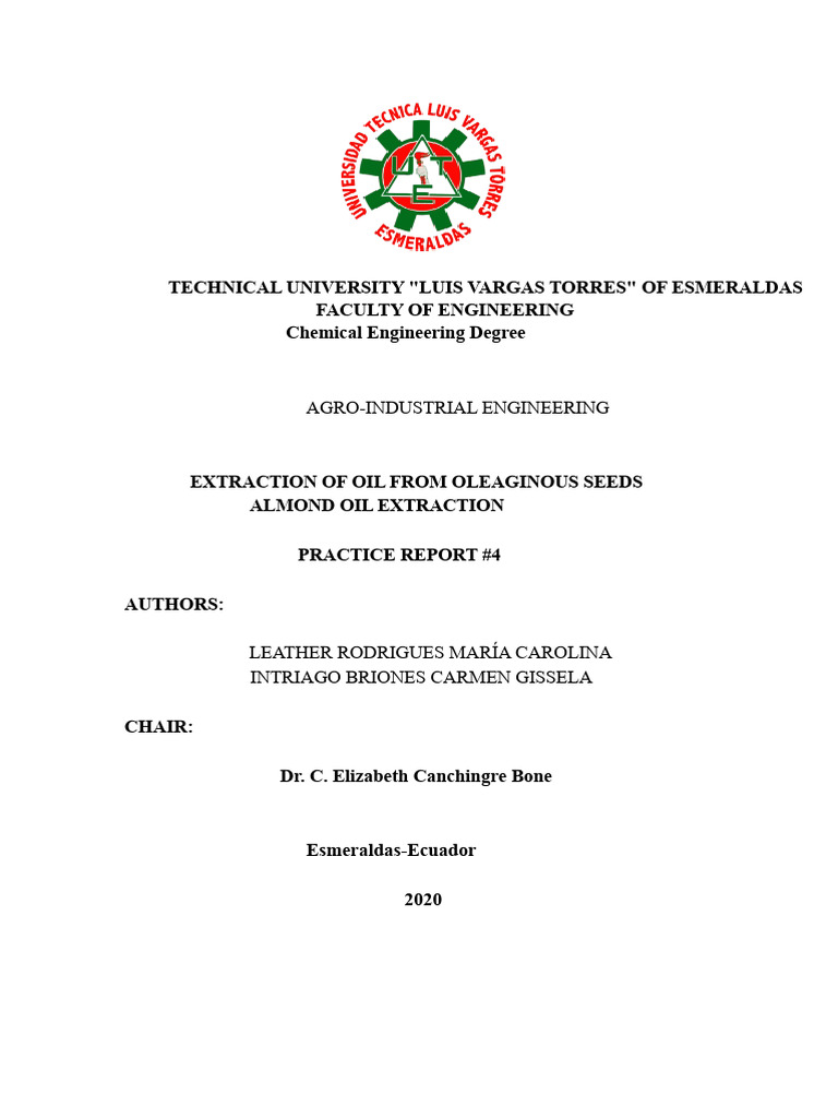 Almond Oil Extraction Practice Report | PDF | Solvent | Almond