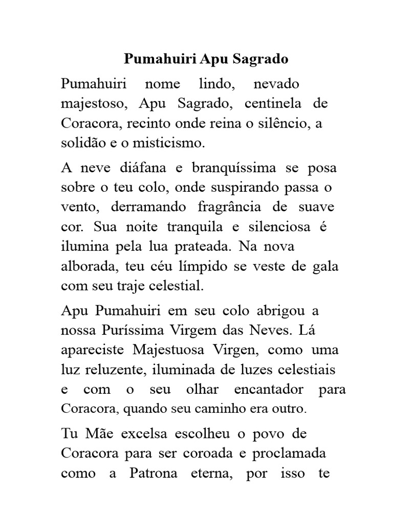 Pumahuiri: Apu Sagrado de Coracora | PDF
