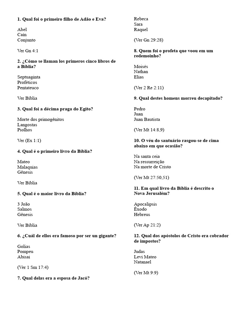 Perguntas e Respostas sobre a Bíblia | PDF | Bíblia | Gênesis (livro)