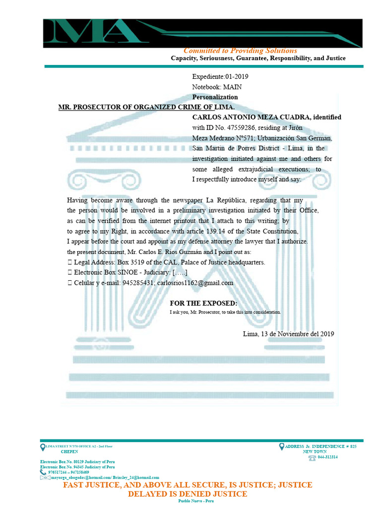 Written Notice of Appearance, Change of Address, and Designation of ...