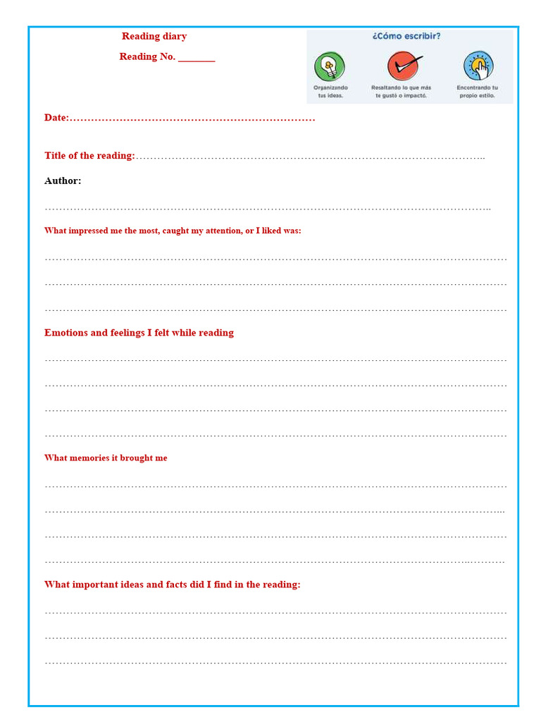 Reading Diary Template for Reflection | PDF