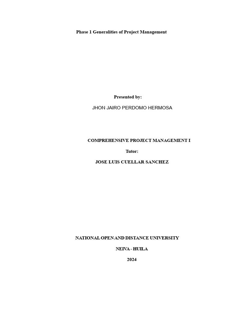 Phase 1 Generalities of Project Management | PDF | Project Management ...