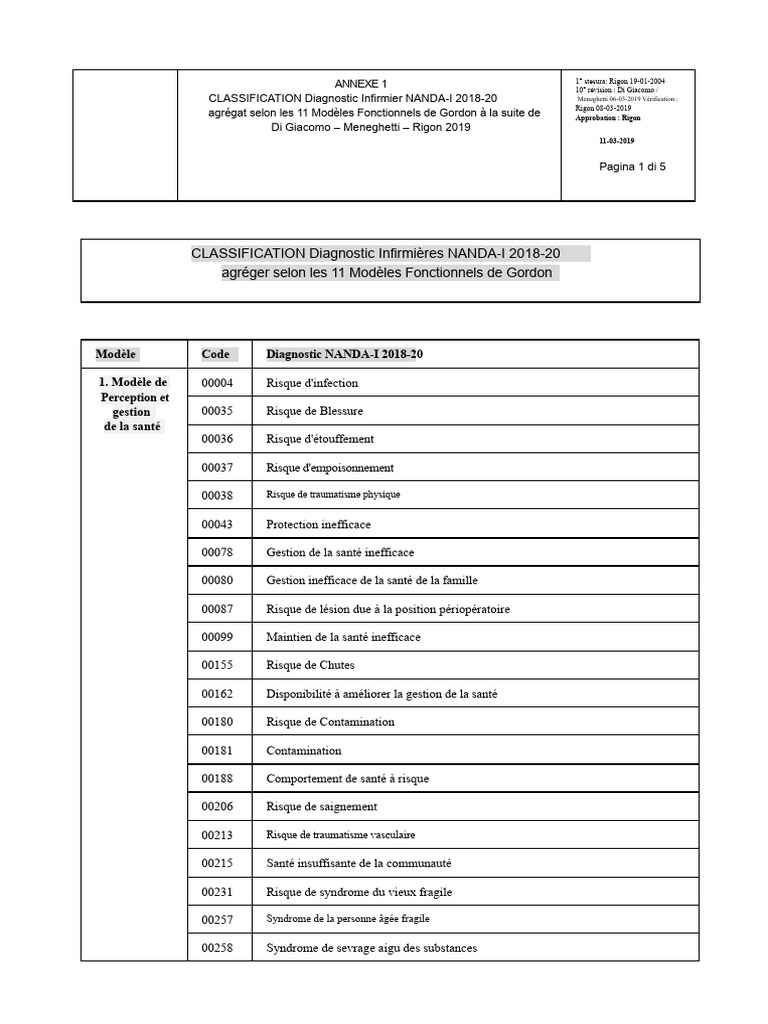Classification NANDA-I 2018-2020 Infirmière | PDF | Obésité | Allaitement