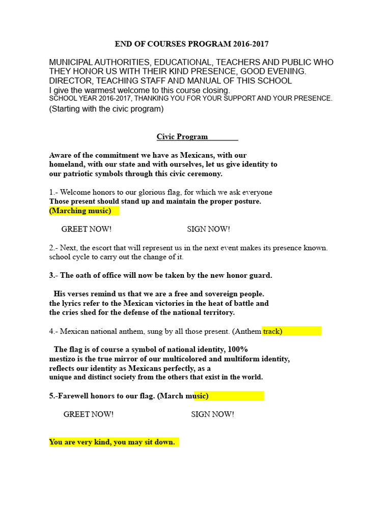 END OF COURSE PROGRAM 2016-2017 | PDF