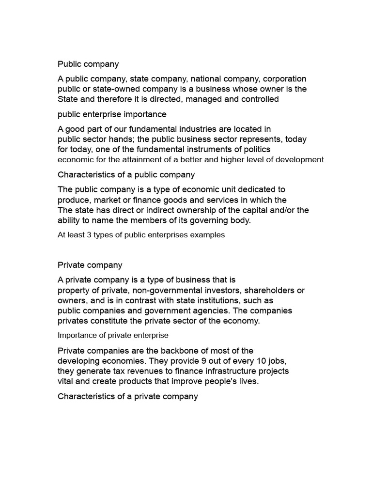Public, Private, and Mixed Company | PDF | State Owned Enterprise ...