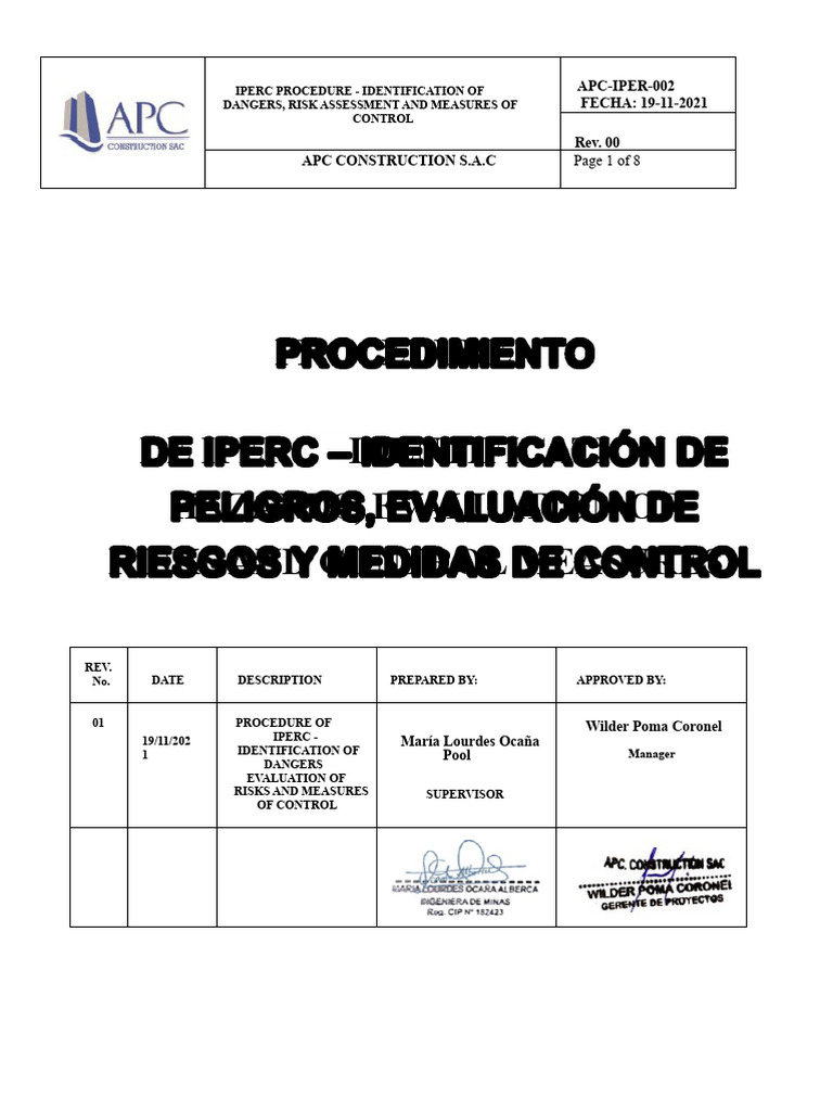 IPERC Risk Assessment Procedure Guide | PDF | Risk | Occupational ...