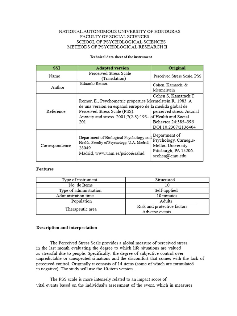 Perceived Stress & Self-Esteem Scales | PDF | Self Esteem | Stress ...