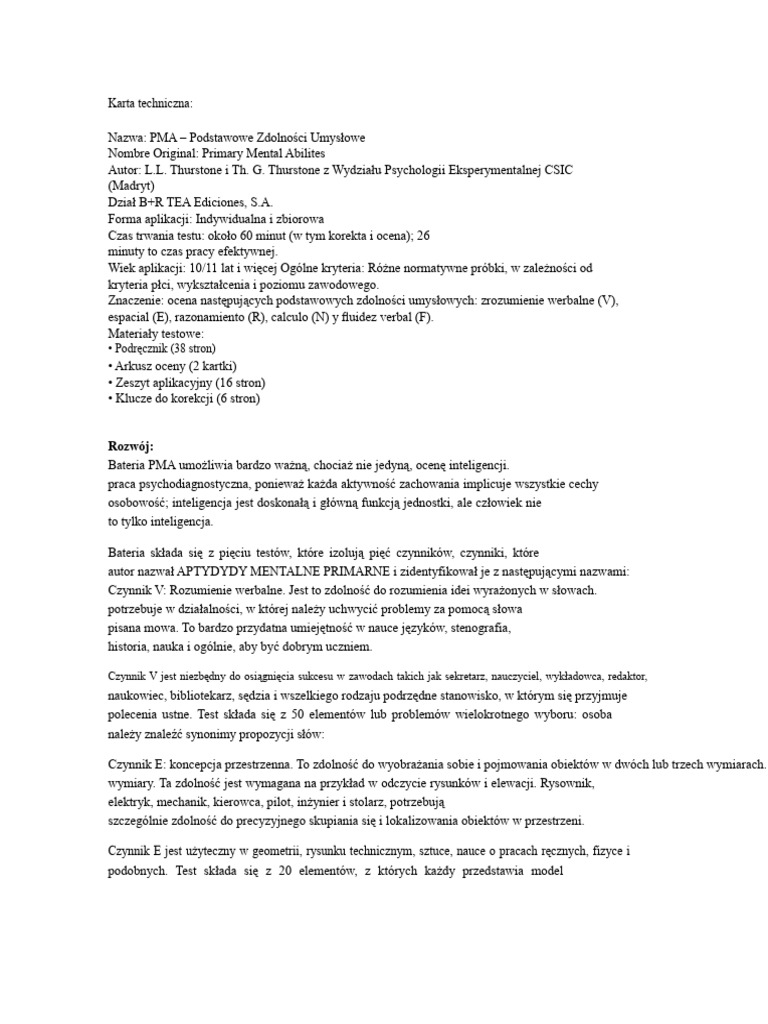 Karta Techniczna PMA | PDF