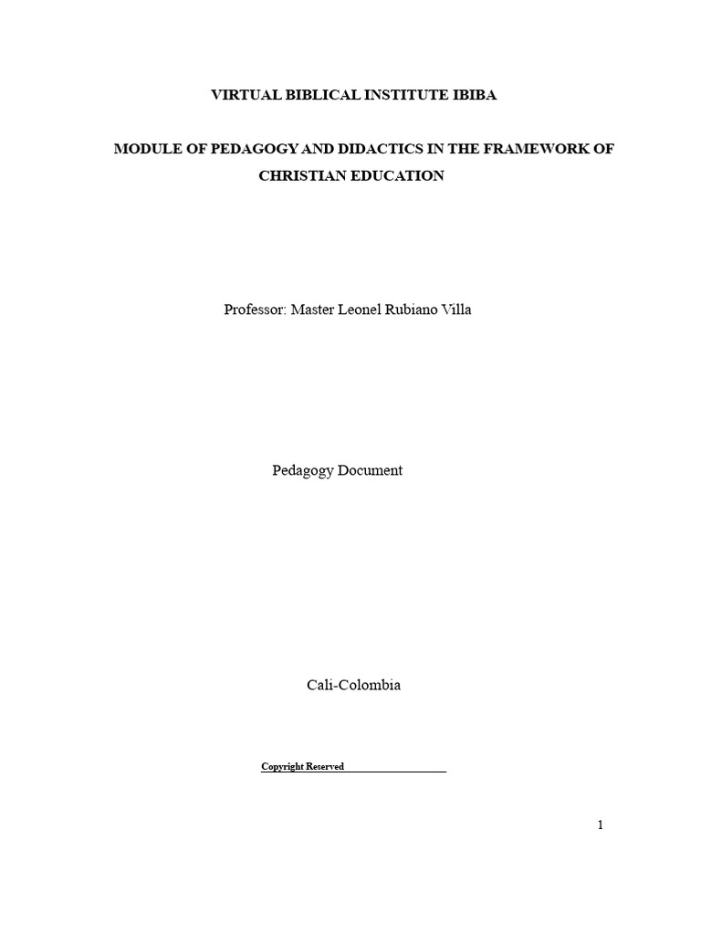 Module of Christian Pedagogy Ibiba Col | PDF | Spiritual Gift | Pedagogy