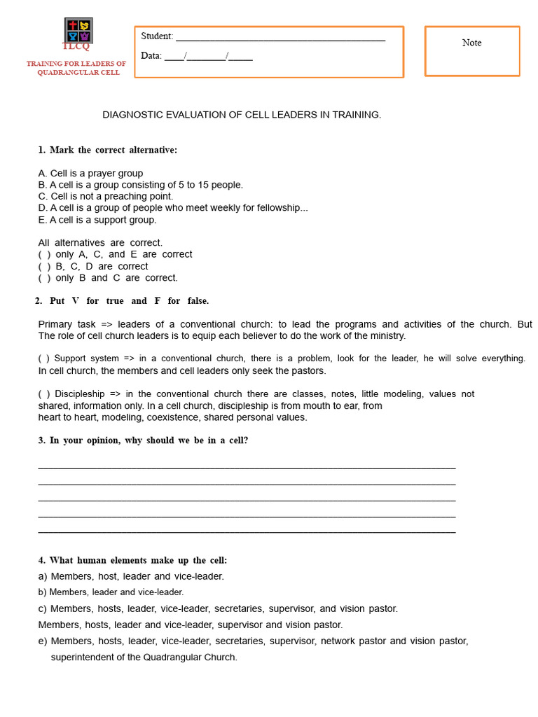 Quadrangular Cell Leadership Training Guide | PDF