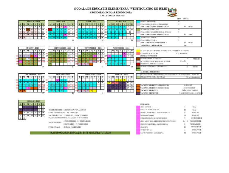 Calendar Scolar 2024-2025 | PDF