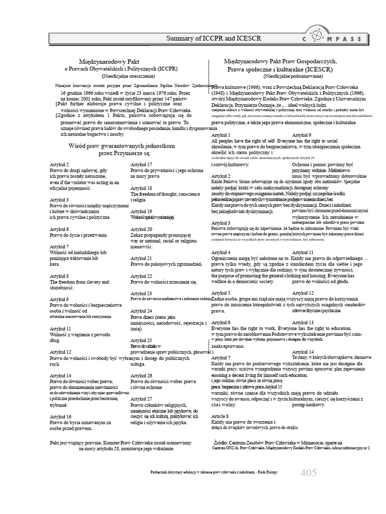 Podsumowanie ICCPR i ICESCR | PDF