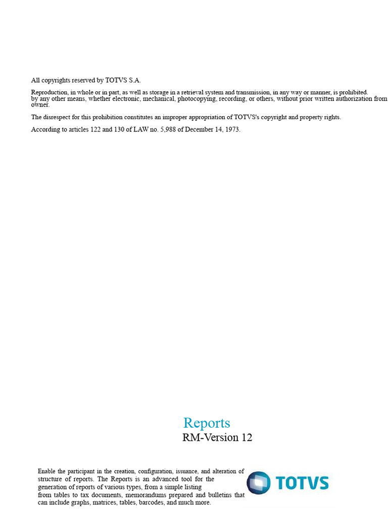 RM Reports Version 12 Guide | PDF | Table (Database) | Cursor (User ...
