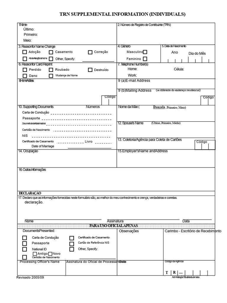 Informações Suplementares TRN Indivíduos | PDF