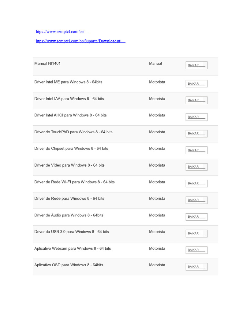 Download de Drivers para Windows 8 64 bits | PDF