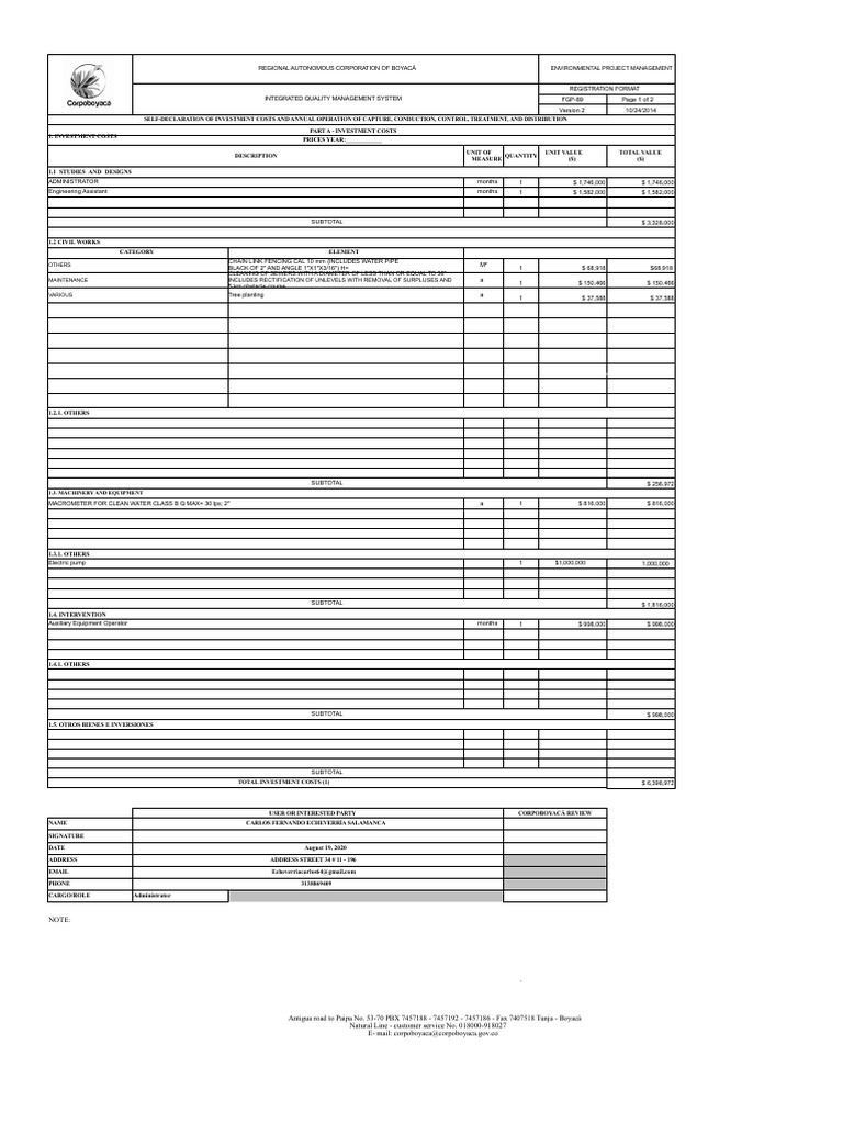 FGP 89 Statement Costs Investment V2 | PDF | Economies